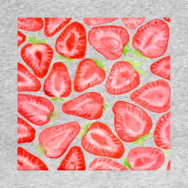 Watercolor strawberry slices pattern by katerinamk